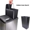 Indoor Recycling Bin 3 Compartments Metal Trash Can