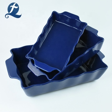 Colorful ceramic rectangle bakeware set