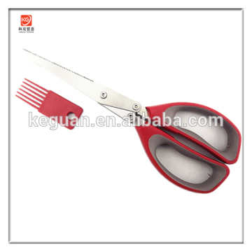 SJ-031 high quality professional 5 baldes stainless steel kitchen cutting tools scissor with cleaning brush