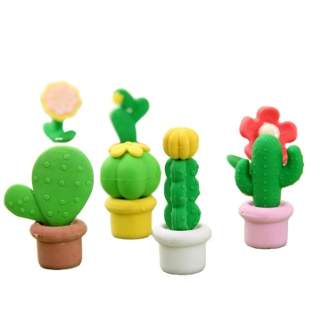 Cute Succulent Potted Plants and Small Flower Erasers for Students