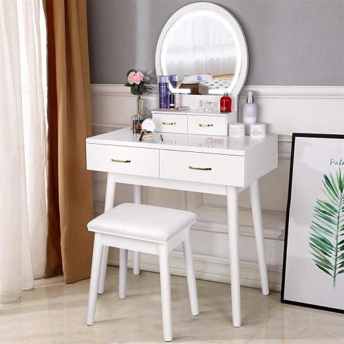 Makeup Table Set with Mirror Makeup Vanity Dressing Table with Touch Screen Mirror Supplier