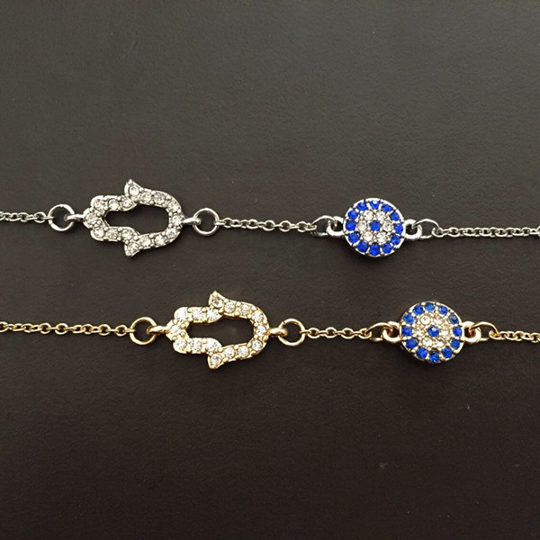 Silver And Gold Color Evil Eye Diamond Bracelet