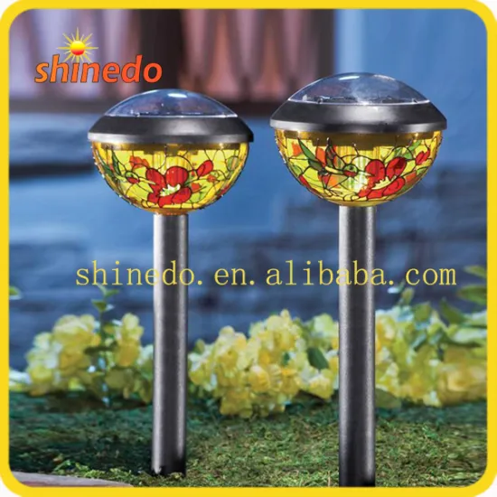 Solar Mini Tiffany Style Lamp Outdoor Garden Patio Light with stake