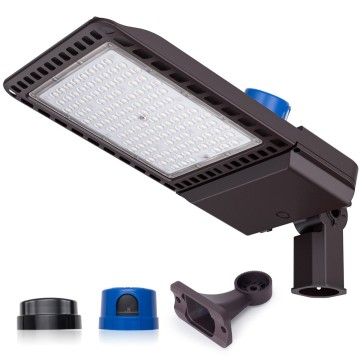 IP65 300W LED Shoebox Light - 39000 Lumen, 5000K Bronze Housing with Photocell