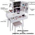 Childrens Dressing Table White Wood French Mirrored Dressing Table Set Manufactory