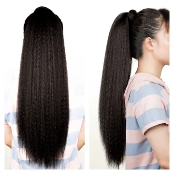 AliLeader Afro kinky Straight Yaki Fluffy Hair Extension Synthetic Wrap Around Ponytail
