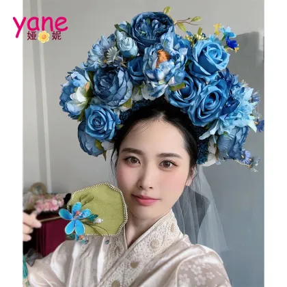 Champagne Blue Clasp Flower Headband Photo Flower Crown