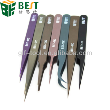 curved straight slanted fine point fancy tweezers for mobile phone/laptop/computer repair