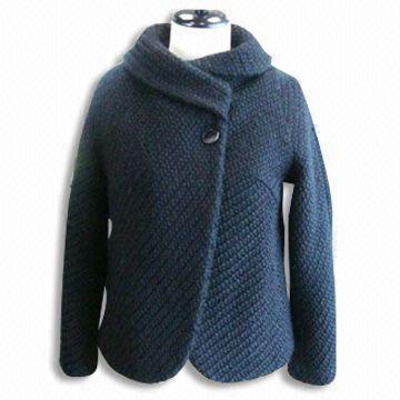 Women's Winter Jacket without Filling, Made of 70% Acrylic and 30% Wool