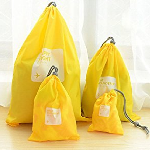 Set of 4 nylon drawstring toiletry pouches