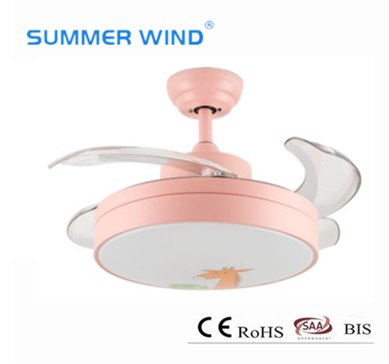 Colorful kidroom invisible ceiling fan light
