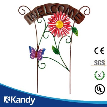 Floral metal garden stake decoration ornament