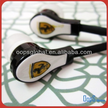 Promotional flat cable earphone for Ferrari with mic