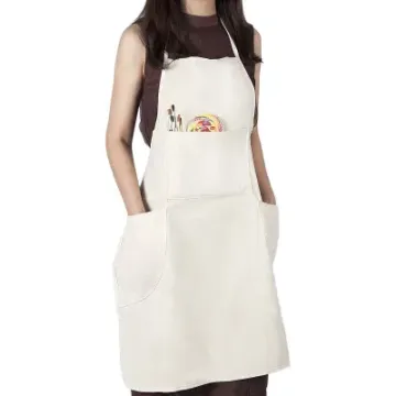 100% Cotton 3-Pockets Women Men Adults Waterproof Natural Canvas Professional Bib Apron