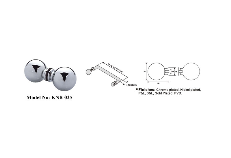 Stainless Steel Ball Knob For Glass Door B