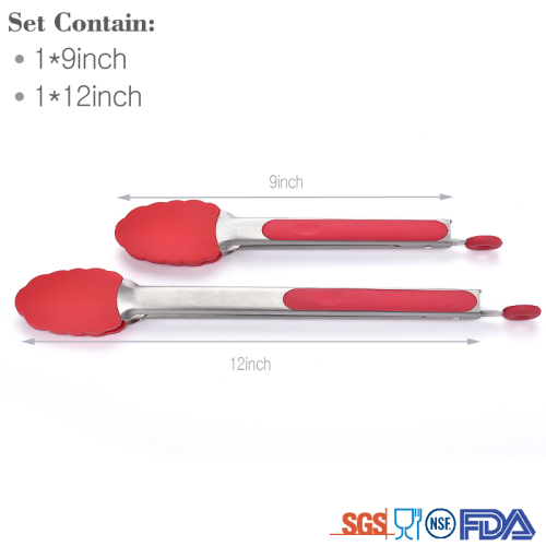 Silicone Kitchen Cooking Salad Serving BBQ Tongs