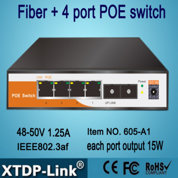 Fiber fast ethernet poe switch,4PoE Ports with 1uplink Port
