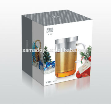 SAMADOYO Glass Teacups/ Mugs with Stainless Steel Infusion with Lid on Christmas Sale Free Samples