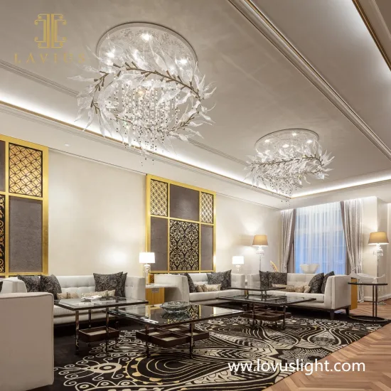 High luxury crystal custom conference hall chandelier Flower shape chandelier hotel chandelier Creative custom project chandelie