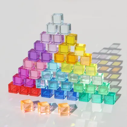Rainbow Crystal Acrylic Cubes - Color Learning Toy for Kids