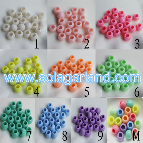 5-10MM Big Hole Large Acrylic Plastic Round Charm Ball Beads