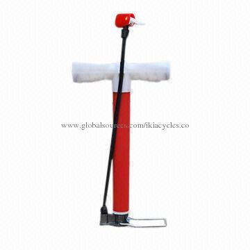 35mm bicycle pump with steel pipe and bottom, finger plastic handle with screw, two rings piston