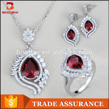 2015 Royal style jewelry sets dubai custom jewelry set red crystal bridal jewelry set wholesale