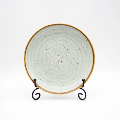 Personalized tableware home life metal frame with sesame dot color glaze tableware set