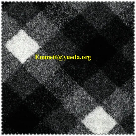 black grey white colors plaid check jacquard designs boiled wool knit fabric for garment coat
