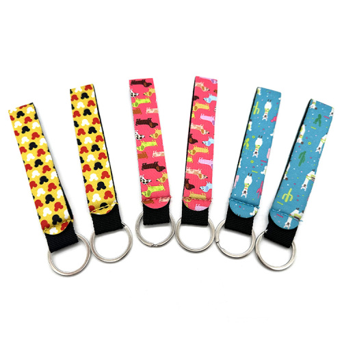 Custom UV Printed Sublimation Screen Neoprene Wrist Keychain