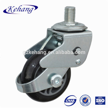 Hot sale pu threaded stem castor with brake for good shelf