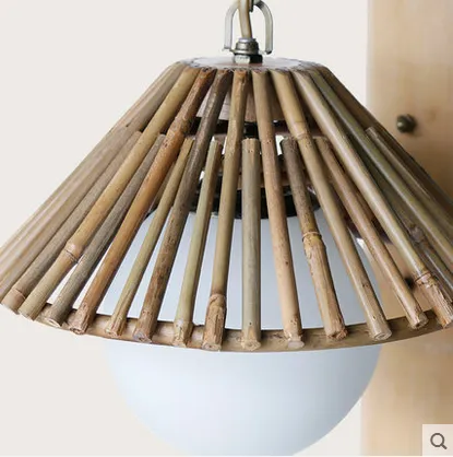 Pastoralism holiday village glass shade natural bamboo wall scone