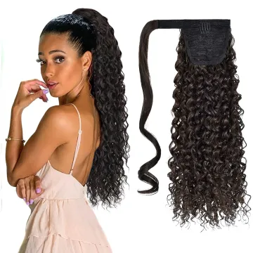 Long Curly Dark Brown Hair 18 Inch wholesale Long curly Ponytail Extension Synthetic Wrap Drawstring