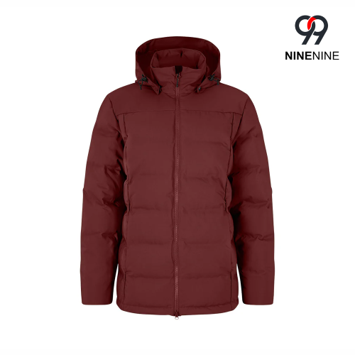 Jaqueta de inverno com capuz ajustável e isolamento Box Baffle