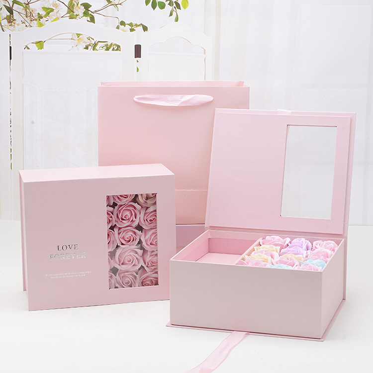Surprise Rose Packaging Magnetic Window Box