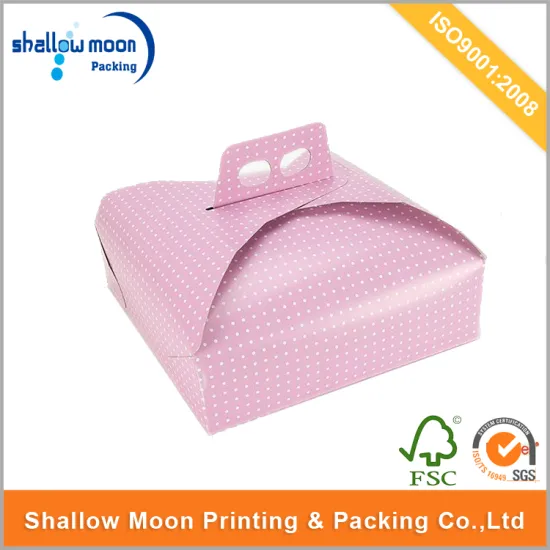 handle pink dots cake packaging paper box