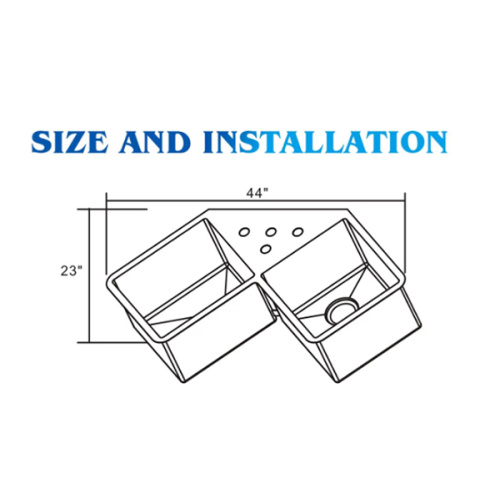 Meaia 44 inch kaviri-basin kork kicheni kunyura