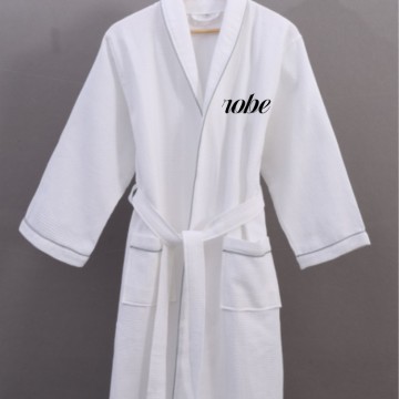 Custom Cotton Hotel Waffle Bathrobe com logotipo de bordado