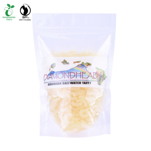 Stand up Gusset Pouch Food Bag Dengan Jendela Bening dan Ritsleting Atas untuk bedak dan makanan kering