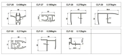 Aluminium profiles 55mm bathroom door