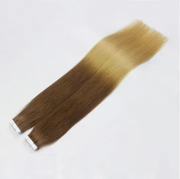 Blond virgin human Double Drawn cuticle aligned Remy russian ombre tape in hair extensions remy