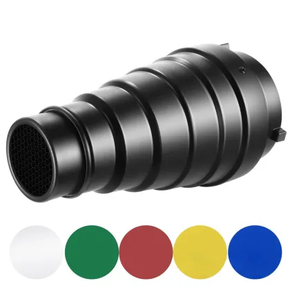 Conical Snoot with Honeycomb Grid and Color Filters for Elinchrom Flash Mount