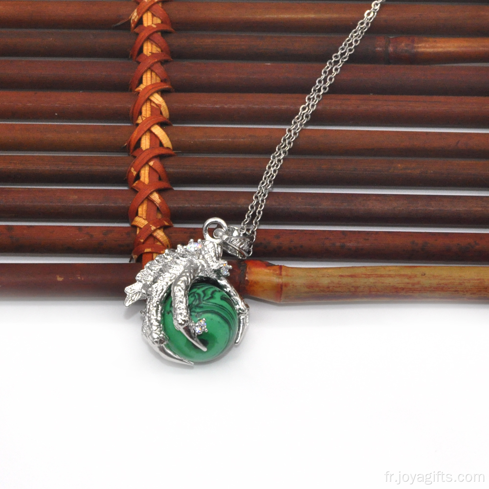 Nouveaux produits 2016 Charm Jewelry Malachite Sphère Dragon Ball Griffe Pendentif