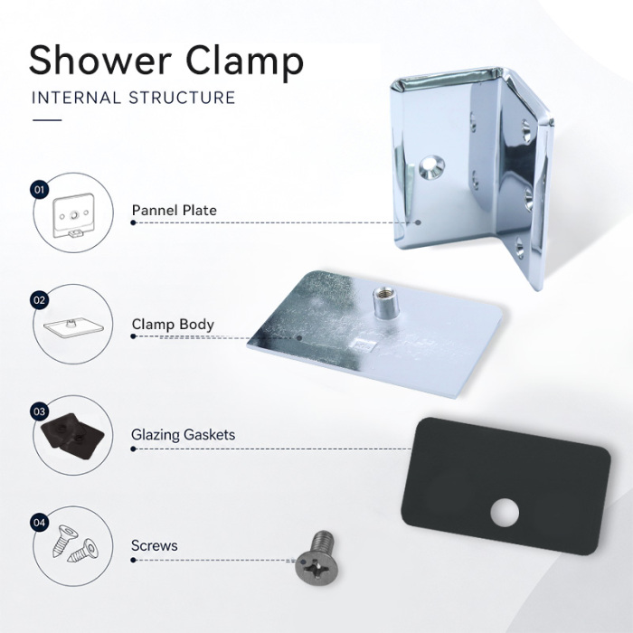 SVA-B030D-91 90 Derece Banyo Kapı Klipsi Cam Kelepçesi