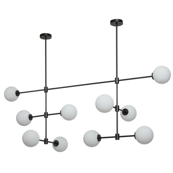 Simple Design 10 Lights Pendant Lamp with Matt Opal Glass Shade