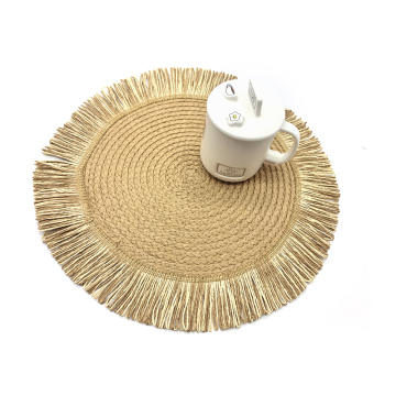 Pochemat di rattan personalizzabili con frangia per arredamento da pranzo