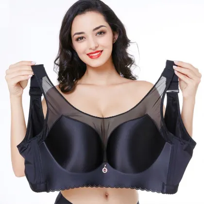 Plus Size Cotton Breathable Seamless Big Cup Bra for Women