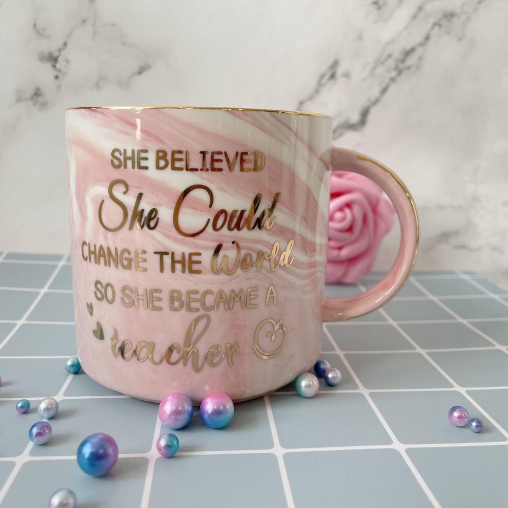 Pink Marble With Glod Line Mug 2