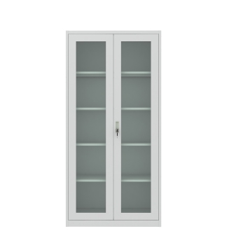 Modern Glass Door Steel Filing Cabinet - Metal Office Storage Locker
