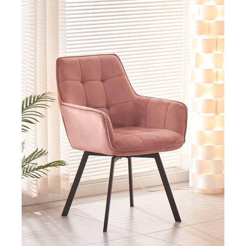Silla de comedor giratorio de terciopelo de lujo con reposabrazos duales